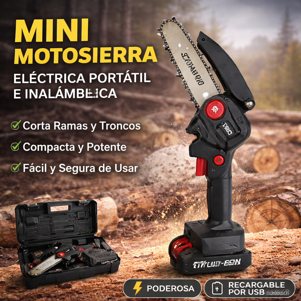 Mini motosierra eléctrica portátil e inalámbrica
