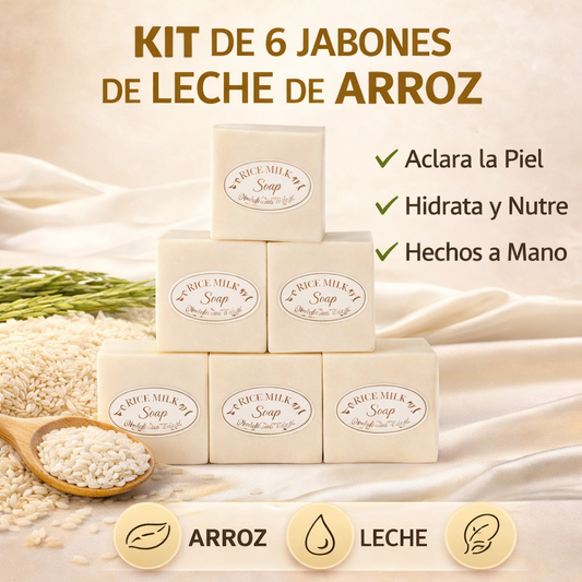 Kit de 6 barras de jabón de leche de arroz